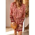 thumbnail image 4 of Women's Pink Split V Neck Boho Floral Dress, 4 of 31
