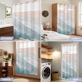 thumbnail image 5 of No Hook Shower Curtain, Beach Blue Waterproof Fabric Shower Curtains for Bathroom, Gradient Ocean Waves Seashore Sunset Bathroom Curtain with Mesh Top Window for Home Hotel Bathtub 48"x72", 5 of 9