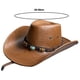 thumbnail image 5 of Skymirror - Sombrero de vaquero occidental de cuero sintético con cinturón estilo étnico retro para mujer y hombre, sombrero de vestir vintage para caballero, sombrero de jazz ajustable para vaquera., 5 of 7