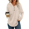 thumbnail image 2 of Ahdbta Plaid Hoodies for Women V Neck Oversized Hooded Pullover Sweatshirts Casual Loose Button Down Long Sleeve Shirts Fall Tops, 2 of 6
