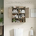 thumbnail image 3 of POAO Bathroom Wall Storage Cabinet, Wooden Medicine Cabinet with Adjustable Shelves and Double Barn Doors, Over The Toilet Storage Cabinet, Oak Grey, 3 of 8