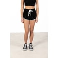thumbnail image 2 of Black Terry Drawstring Dolphin Shorts - Casual Women's Activewear, 2 of 4