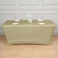 thumbnail image 5 of Efavormart 6ft Metallic Champagne Glitter Rectangular Spandex Fitted Table Cover, Stretch Fit Tablecloth, 5 of 9