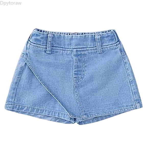 Dpytoraw Girls Denim Shorts, Stretchy Junior for School Days Blue Size 2-3 Years