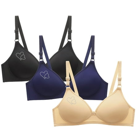Brondbend Push Up Bras for Women 3pcs Wireless Full Coverage Minimizer Adjustable Straps Smooth Lift Deep Cup Padded Everyday Bras Casual T Shirt Bra for Casual Holiday Deals Beige S