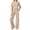 Brown, variant on Summer Outfits for Women Stylish Contrast Trim Crew Neck Short Sleeve Top Elastic Waist Long Pants Set Soft Lightweight Womens Suit Set Versatile Solid Color Lounge Set with Pockets XL