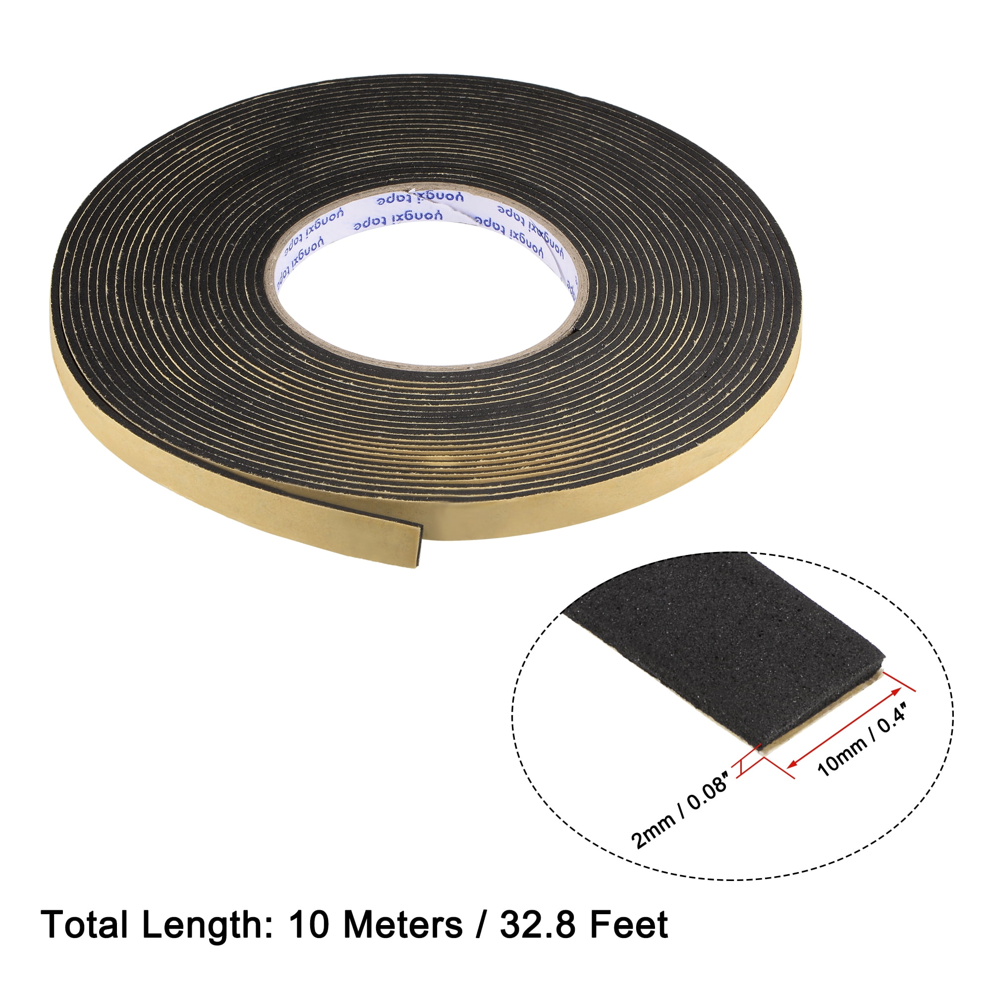 Unique Bargains Sealing Foam Tape EVA Self-Adhesive Weatherstrip 0.39" x 0.08" x 393.70"