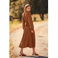 thumbnail image 2 of Vestido PRETTYGARDEN 2025 Midi con Mangas Largas Plisado Marrón Talla S, 2 of 8