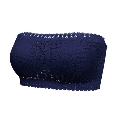 

CLZOUD Comfort Bra Navy Ladies Seamless Tube Top Lace Beauty Back Chest Wrapping Underwear S