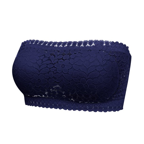 Gibobby Lencería de encaje Día de San Valentín para mujer sin costuras tubo superior encaje belleza espalda pecho envoltura ropa interior(Marina, XL)
