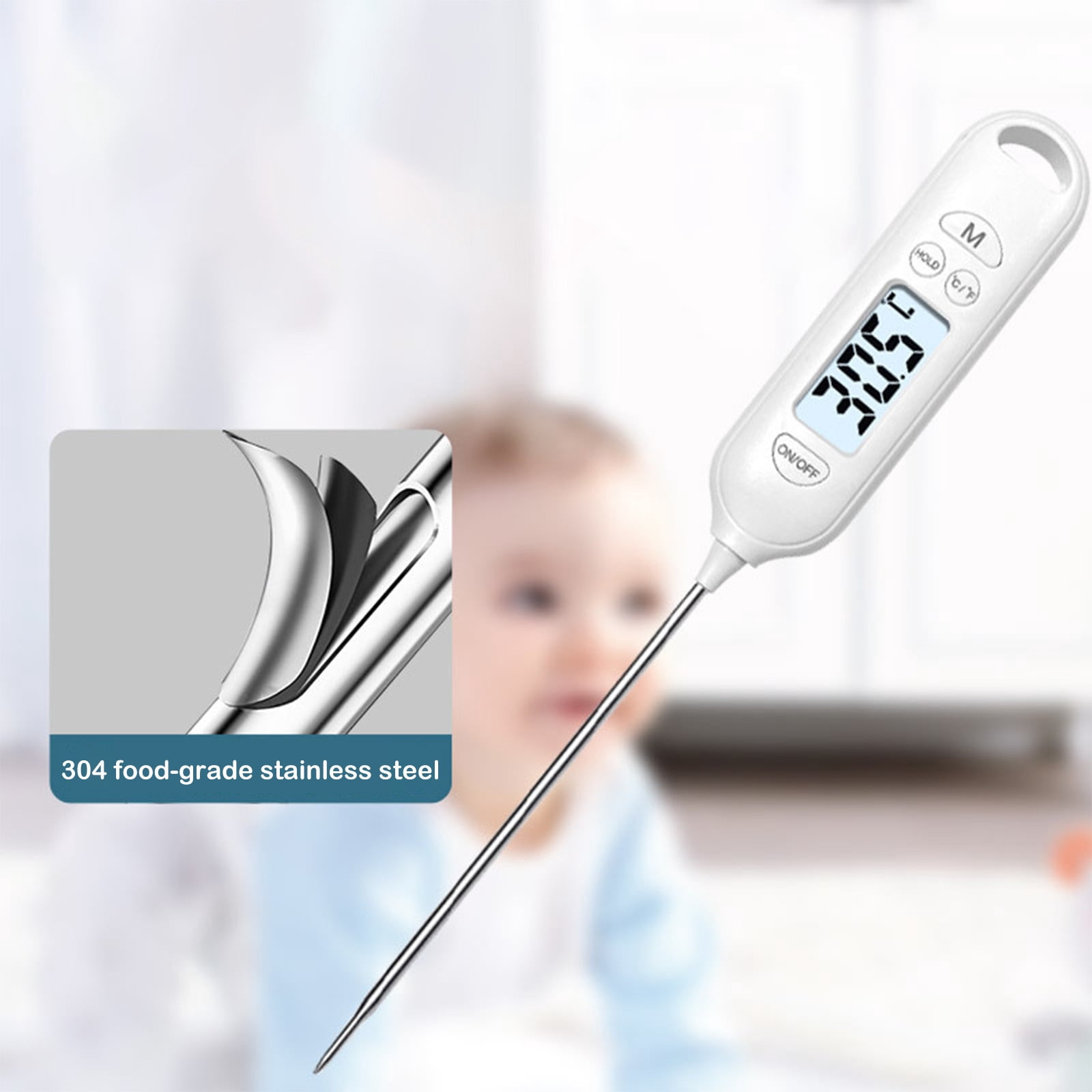 Yunuuuoa 5 Packs Digital Food Thermometer with Probe, Fast Accurate Instant Read, Wide Range -50 to , Overheat Alarm, Magnetic Back & LCD Backlight, for Kitchen Cooking Grilling Baking Oil Candy Meat
