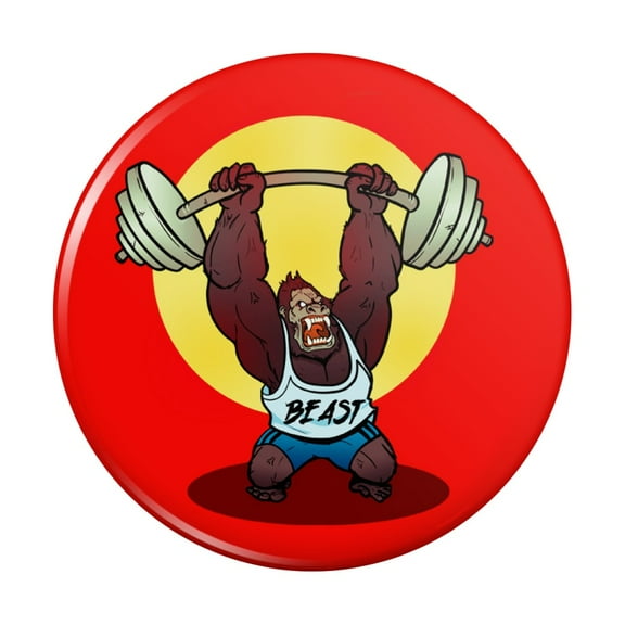 Gym Beast Lifting Weights Weightlifting Strength Training Kitchen Refrigerator Locker Button Magnet
