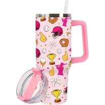 Western Cowboy Tumbler with Handle 40oz Brown Cowboy Hat Boots Cow Cacti Tumbler with Lid Straw Watercolor Wild West Stainless Steel Cup for Home Office Travel