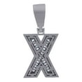 thumbnail image 2 of 925 Sterling Silver Mens Baguette Cubic-Zirconia Initial Alphabet X Charm Pendant, 2 of 3