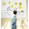 "White Dry Erase Wall Sticker Sheet, Self-Adhesive Peel and Stick White Board Roll 17"" x 78"" (6.5 ft.) Bonus Black Pen Included! By Mega Stationers"
