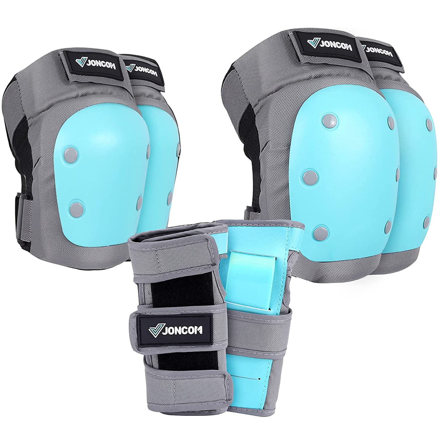 Rollerblading Snowboarding Roller Skating Cycling Joncom Knee Pads Elbow Pads Wrist Guards for Kids Youth Adult 3 in 1 Protective Gear Set for Skateboarding