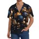 thumbnail image 1 of Balery Elegant Golden Blue Ornaments Camisa Casual de Manga Corta con Botones para Hombre, Texturizada, Estilo Cubano, para Playa, Verano-Medium, 1 of 5