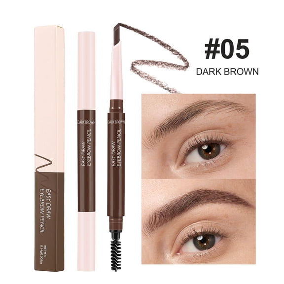 Dual-Ended Eyebrow Pencil, Eyebrow Contouring Pen, Extremely Fine, Waterproof Eyebrow Makeup, Richly Pigmented, Smooth-Gliding, Create Natural Hair-Like Gray Eyebrow Pencil