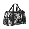 thumbnail image 2 of Balery Gothic Skull Floral Art Bolsa de Gimnasio para Mujeres, Bolsa de Viaje con Bolsillo Húmedo, Bolsa de Fin de Semana para Mujeres, Bolsa de Viaje Resistente al Agua, 2 of 7