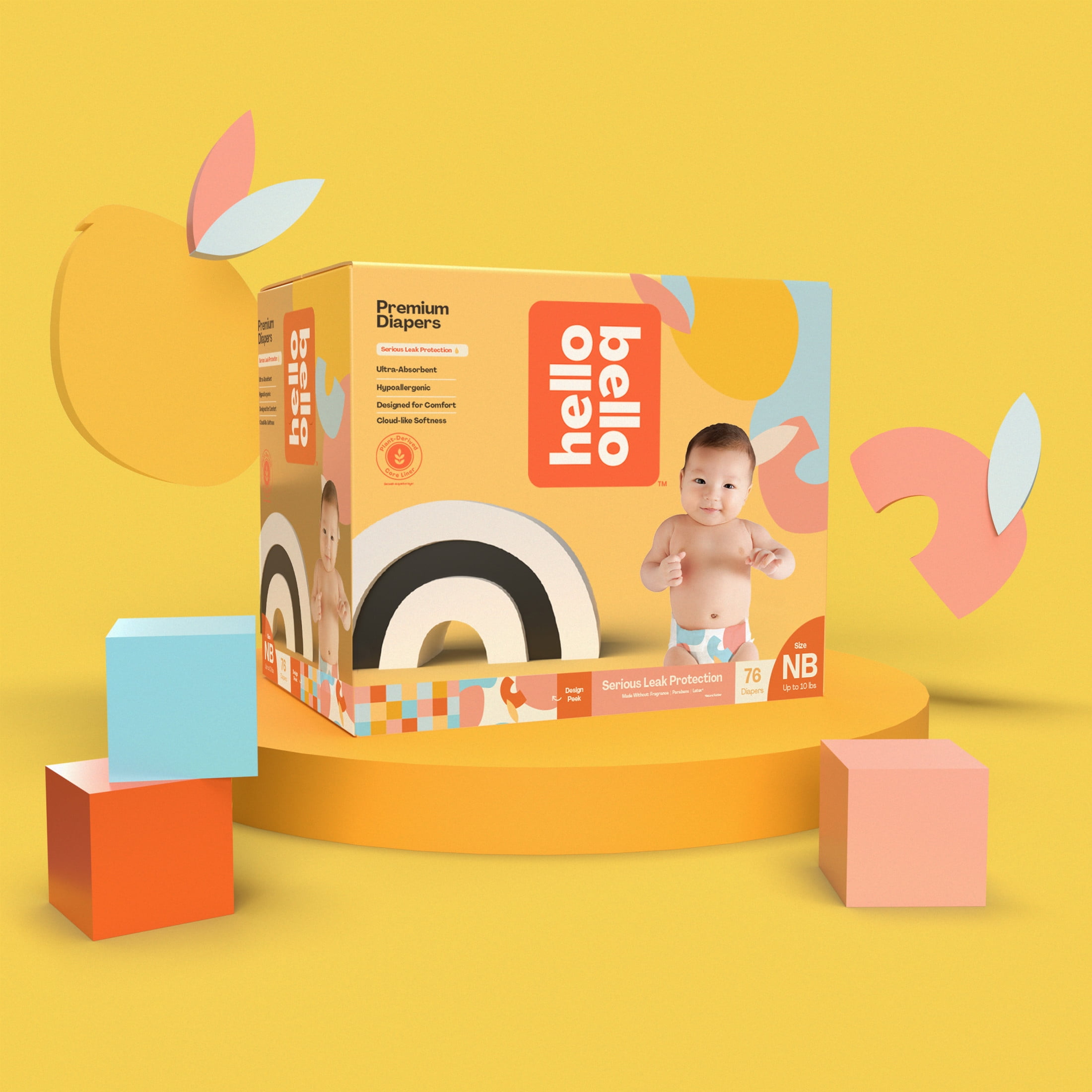 Hello Bello Premium Baby Diapers, Infant Size NB Honeysuckle 76ct (Select for More Options)