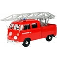 thumbnail image 2 of Volkswagen Type 2 (T1) Fire Truck with Aerial Ladder "Feuerwehr" Red 1/24 Diecast Model Car by Motormax, 2 of 3