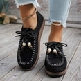 thumbnail image 2 of Rokment Womens Vintage Boho Beach Walking Shoes Wide Width Comfortable Beads Casual Suede Arch Support Mary Jane Cork Footbed Platform Oxfords Dress Fashion Sneakers Black Size 6, 2 of 8