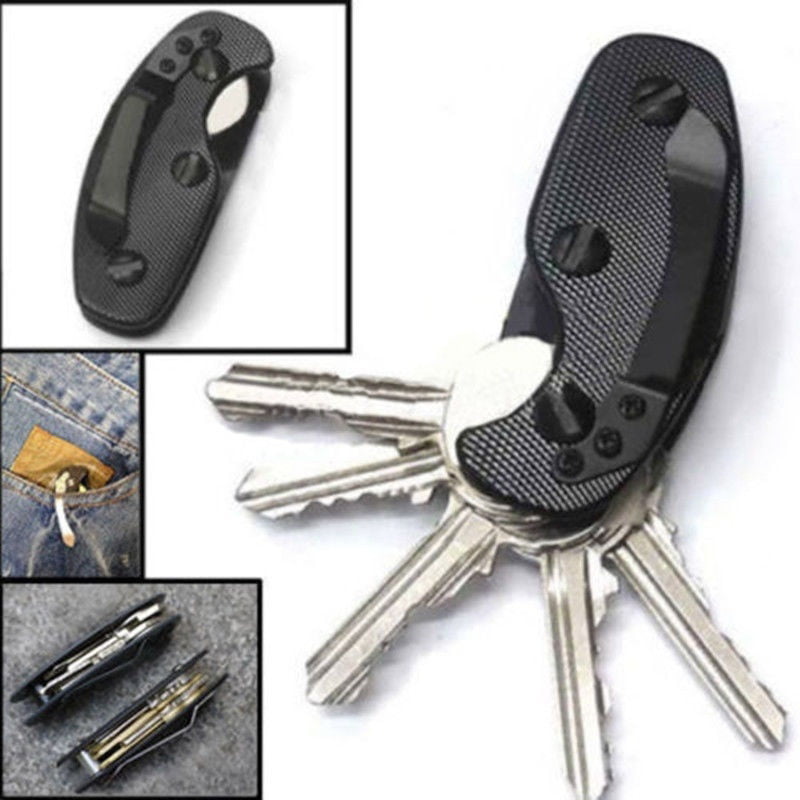 EDC Aluminum Key Holder Organizer Clip Folder Keyring Keychain Case Pocket Tool 