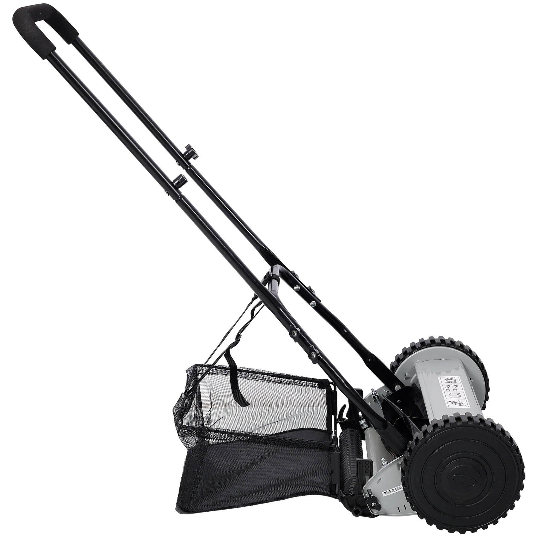 S-HOME 14" 5-Blade Push Reel Lawn Mower with Adjustable Height & Grass Catcher