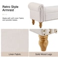 thumbnail image 2 of 55''W Storage Bench for Queen Bed End of Bed, Mid-Century Linen Upholstered Bench with Rolled Armed, Beige, 2 of 6