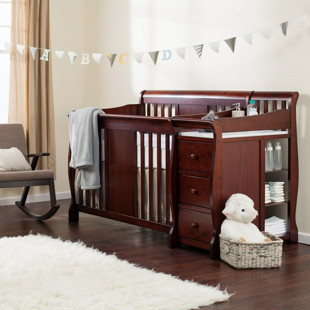 Storkcraft Calabria 4 In 1 Convertible Crib And Changer Cherry