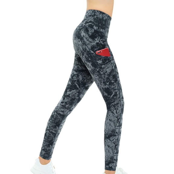 DHFJKG Camo Yoga Pants For Women With Side Pockets Quick-Dry High Rise Stretchy Buttery Soft Running Athletic Gym Pants Cozy Tights
