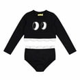 thumbnail image 3 of Huanglei Adorable Big Eyes Two Piece Swimsuit For Girls High Waist Long Sleeve Rash Guard And Bottom Infant Toddler Baby Swimwear Sun Pool Beach Outfit ,, 3 of 5