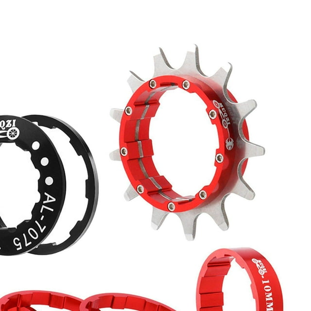 Langgg Vélo 13T Simple Vitesse Volant d'Inertie Cassette en Aluminium Kit de Conversion d'Alliage de Rouage Rouge