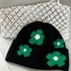 thumbnail image 3 of Gorros bonitos para niñas, gorros para mujer, gorros estampados de lana, gorros de punto cálidos con protección para las orejas, gorros de lana tejidos con flores, 3 of 5