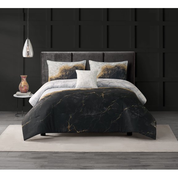 Zephyr 8 Piece Bed in a Bag Marble comforter set with bed sheets