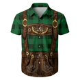thumbnail image 2 of Men's Oktoberfest Themed Lederhosen Print Shirt, Plaid Short Sleeve Button Down Shirt, 2 of 4