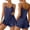 Navy, variant on HCYSFG Women's Satin Pajama Sets 2 Piece V Neck Sleeveless Spaghetti Strap Cami Top Shorts Sleepwear Pjs Set
