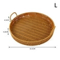 thumbnail image 1 of Imitation Rattan Tray Round Storage Basket Tray With Handle Bread Fruit Cake Food Plate Serving Tray For Home Kitchen L, 1 of 6