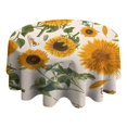 thumbnail image 4 of White Sunflower Seed Leaf Pattern Round Tablecloth 60"x60",Wrinkle Wipeable Table Cloth for Kitchen Dining Room Picnic Patio Party, 4 of 6