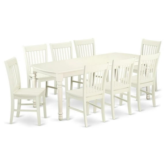 Pemberly Row 9-piece Wood Table and Dining Chairs in Linen White