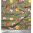 thumbnail image 1 of Soimoi Green Cotton Poplin Fabric Moon,Insect & Panda Face Kids Print Fabric by The Yard 42 Inch Wide, 1 of 1