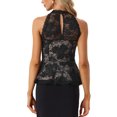 thumbnail image 3 of MODA NOVA Lace Peplum Top for Juniors Elegant Sweetheart Neck Sleeveless Top Black L, 3 of 4