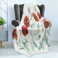 thumbnail image 4 of Flowers Insects Soft Flannel Fleece Throw Blanket, Watercolor Layout of Hand Drawn Poppies and Leaves on a Plain Background, Cozy Plush for Indoor and Outdoor Use, 70" x 90", Multicolor, by Ambesonne, 4 of 5