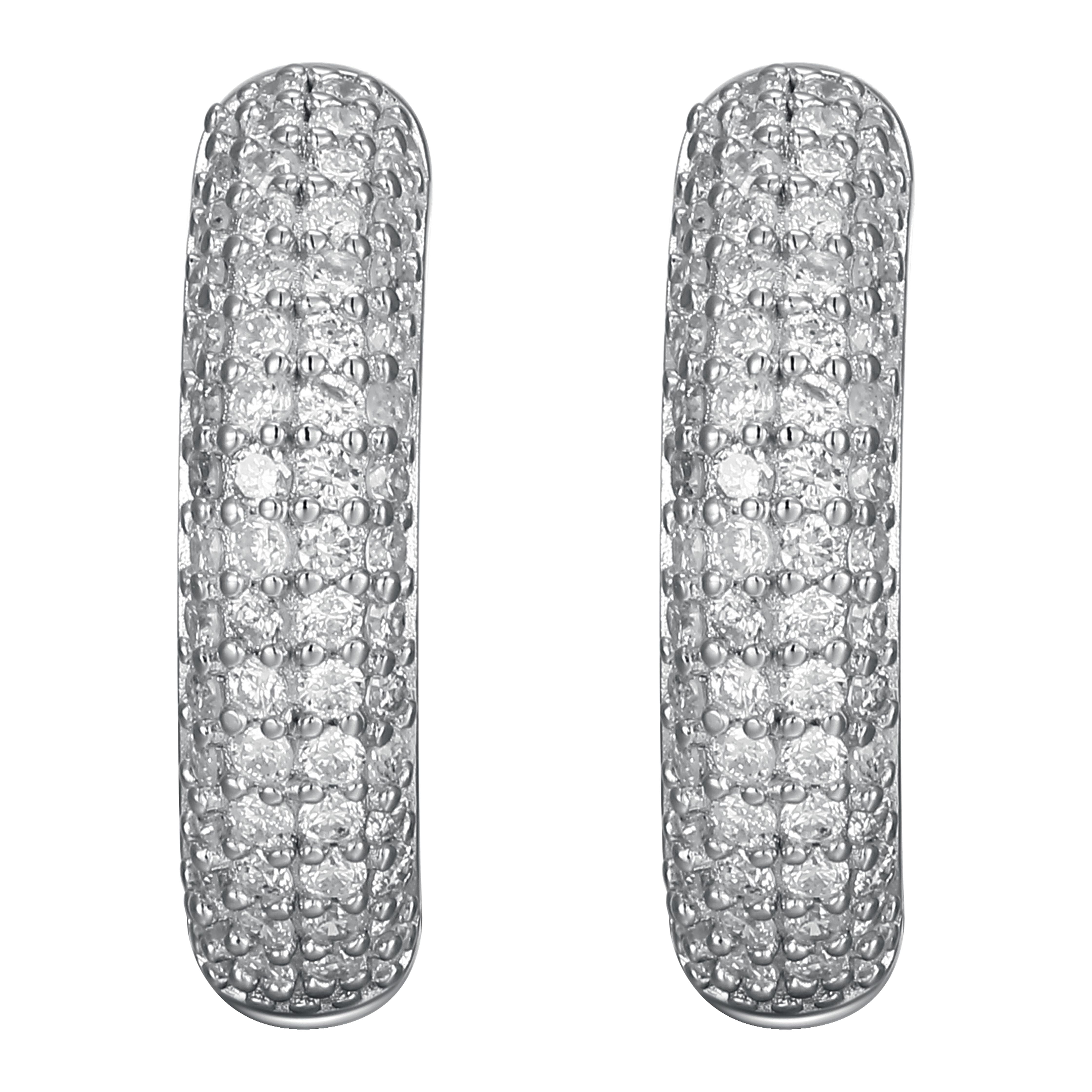 Forever Facets 1.00 CT TW Lab Grown Diamond Hoops in 18k Gold over Sterling Silver, Adult Female