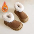 thumbnail image 2 of Mwjwdo Girl's Snow Boots Short Boots Thick Fleece Lining Casual Fashion Comfortable Warm Boots for Kids Toddler Little Kids Winter Footwear Brown 24, 2 of 9