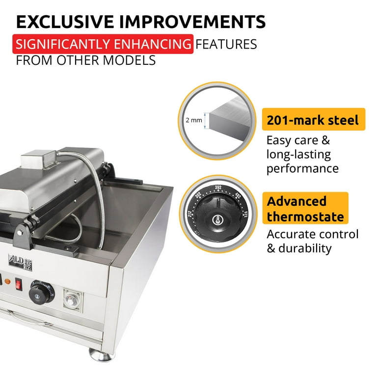 ALDKitchen Taiyaki Fish Waffle Maker - Makes 6 Small Fish, Non-Stick Stainless Steel, 110V