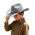 thumbnail image 4 of Liyamei Kids Cowboy Hat Western Cap, Wide Brim Sun Hat for Boys Girls, Oktoberfest Outfit Gray Size One Size, 4 of 6
