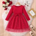 thumbnail image 2 of XEGLSBU Flower Girl Dress 18 Months Purple Girls Long Sleeve Bow Dress with Skirt Autumn Party Gown for Toddler Baby Red Size 3-4 Years, 2 of 9
