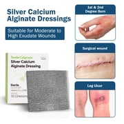 Tender Gentle Silver Calcium Alginate Wound Dressing 5 x 4 - 10 ct. Individually Wrapped, Non Stick, Sterile Highly Absorbent Dressings