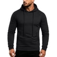 thumbnail image 2 of MaFYtyTPR Men's Athletic Hoodie Pullover Ruched Long Sleeve Slim Fit Sweatshirt with Kangaroo Pocket Casual Gym Top for Fall Winter Wear A-Black M, 2 of 6